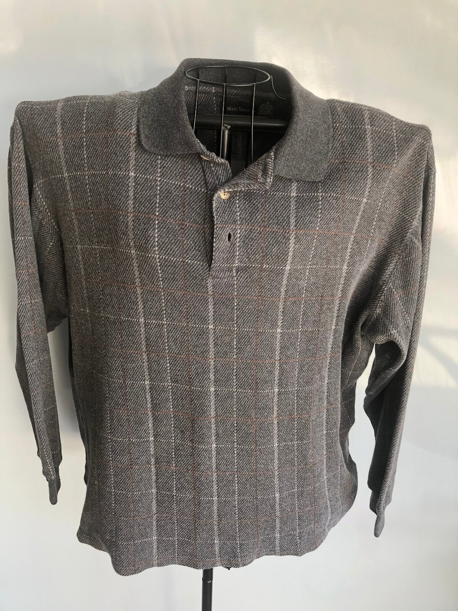 Marc Edwards Gray Long Sleeve Polo Shirt