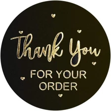 30 ' Thank You For Your Order ' Stickers Gold Black Cool Envelope 1 Inch Round