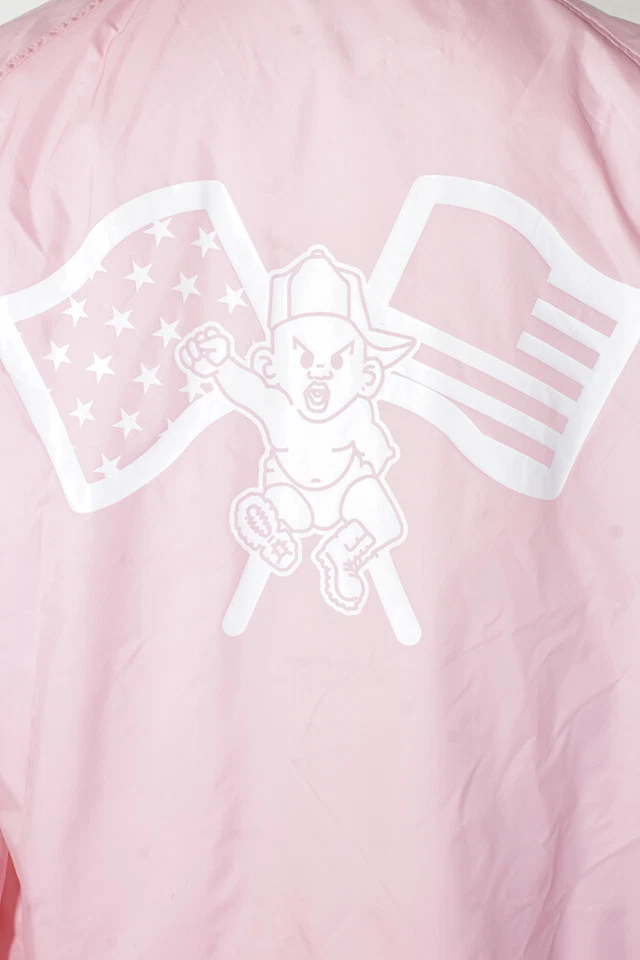 Chaqueta Badboy Rosa Blanco Banderas Bebé Gráfico Peso Medio Cierre a Presión Cuello Foto 3 de 3