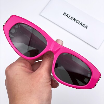 Balenciaga BB0095S 006 Sunglasses Pink Gold Logo Grey Cat Eye Women Balenciaga Women Sunglasses Pink Gold Logo Grey Cat Eye  main image 4