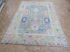 9'10 x 14 Hand Knotted Gray Colorful Modern Oushak Oriental Rug G15597