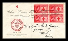 DR JIM STAMPS US COVER CLARA BARTON RED CROSS FDC SCOTT 967 BLOCK OF 4