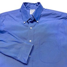 Brooks Brothers Dress Shirt Mens 16-33 Blue Non Iron Supima Button Down Preppy