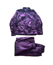 Sergio Tacchini Tracksuit Jacket Coat Pants Set Large Mens Purple Nylon