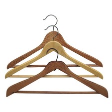 Set of 3 Vintage Wooden Swivel Hook Coat Pants Hangers Mixed Wood Tones