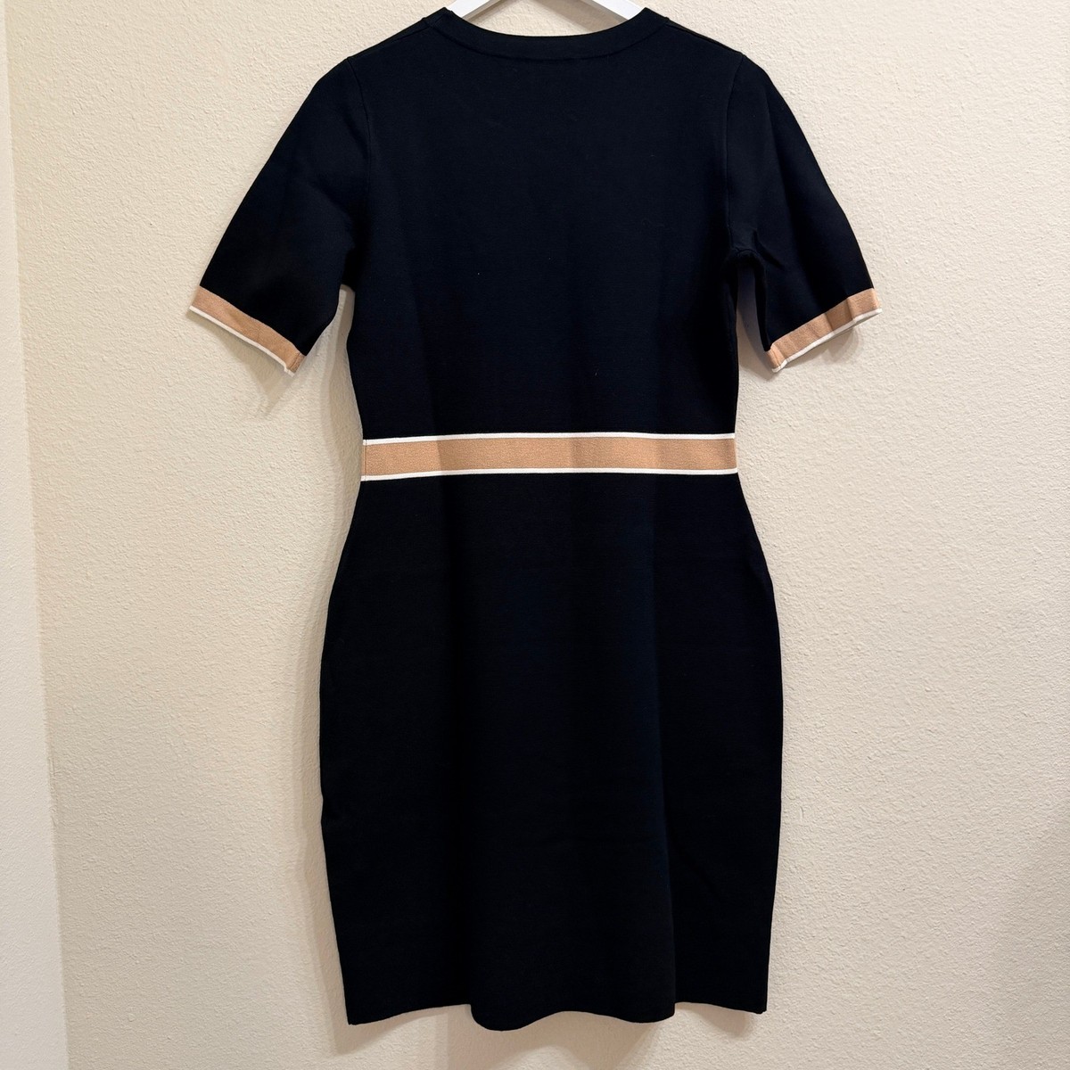 Hobbs London Aria Knitted Dress Black Tan Women US 8 UK 12 Classic