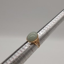 Vintage 14K Yellow Gold Jadeite Jade Cabochon Ring - 5.2 g Size O