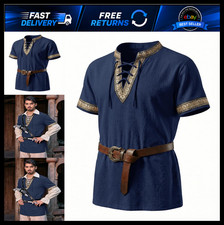 Runcati Mens Medieval Pirate Shirt Renaissance Shirts Viking Costume Tops