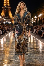 CAMILLA Rockstar Royalty Blouson Sleeve Placket Dress Size M RRP $799