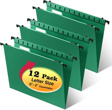 Plastic Hanging File Folders,12 Pack Extra Capacity Hang Folders,Expandable Bott