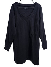 ASOS Design Womens US 8 Super Soft Slouchy V-Neck Jumper Mini Dress Black