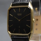 1980 [N MINT] Vintage SEIKO Dolce 5930-5460 28mm Black Dial Gold QZ Men's Watch