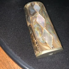 Vintage Abalone Shell Adorned Cigarette Lighter Cover circa 1970s