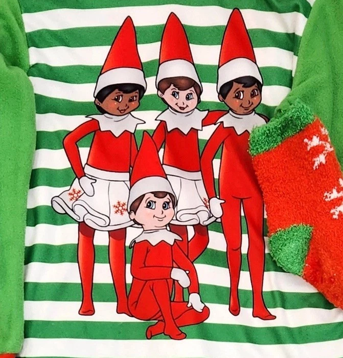 Elf on the Shelf Boys Green Fleece Christmas Holiday Pajamas X-Small 4-5 - Image 2 of 2