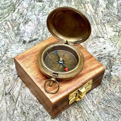 Vintage Messing nachtleuchtend Taschenkompass Wandern Camping Uhr Stil Retro