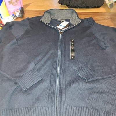 Tricots St Raphael Mens Collared L/S Blue Full Zip Sweater Sz XL NEW W/ Tags