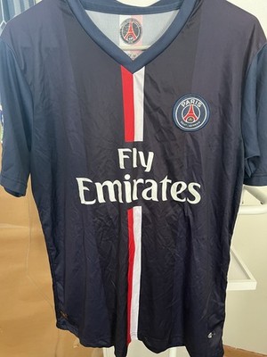 Paris Saint-Germain Men's Soccer Distressed Jersey Short Sleeve Navy M Polyester