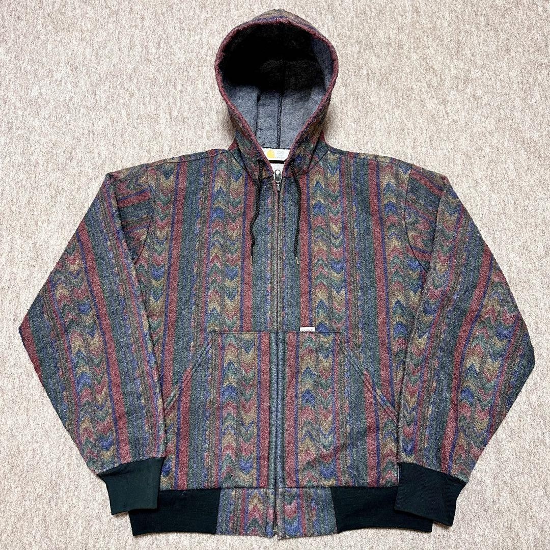 Carhartt 400 Navajo Zip Hoodie M USA Made 90s Native Pattern