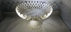 WESTMORELAND Milk Glass COMPOTE Basket Weave LATTICE Open Lace Edge