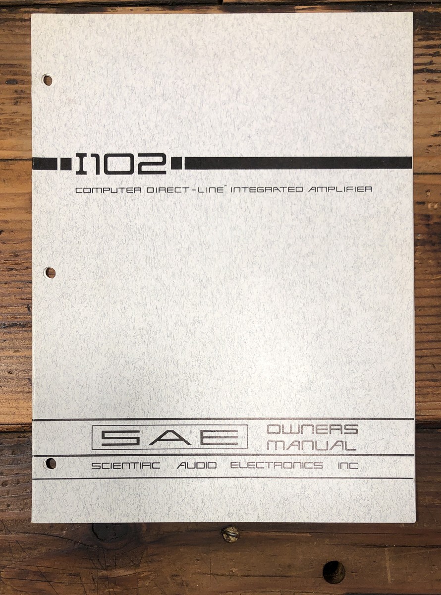 SAE I102 I-102 Amplifier Owners / User Manual *Original*