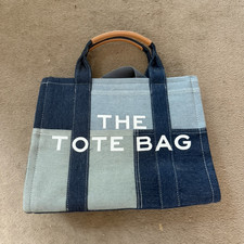 Marc Jacobs The Tote Bag Small Blue Colourblock Denim Tote w/ Detachable Strap