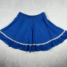 Jeri Bee Square Dance Skirt Blue Navy Lace Trim Small Vintage