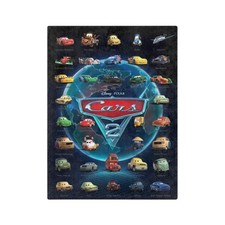 Disney Pixar Cars 2 Movie Characters Cast Logo Fleece Blanket
