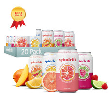 Spindrift Sparkling Water, 4 Flavor Variety Pack, Made 12 Fl Oz Pack of 20 