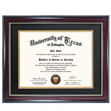 8.5x11 Diploma Frame with Black over Gold Mat or Display 11x14 Document witho...