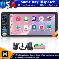 6.8" Single DIN Car Stereo Radio with Wireless Apple CarPlay  Android Auto US