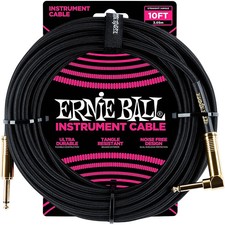 Ernie Ball 10' Straight to Angle Braided Instrument Cable Black/Black