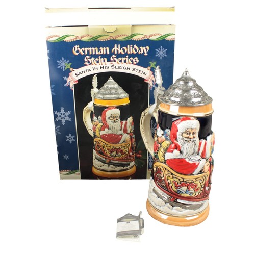 Anheuser-Busch German Holiday Stein Santa In His Sleigh 2000 Vintage Bud Limited