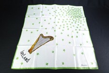 Vtg Ireland Souvenir Shamrock  Harp Polyester Scarf By Brendan 26" Square