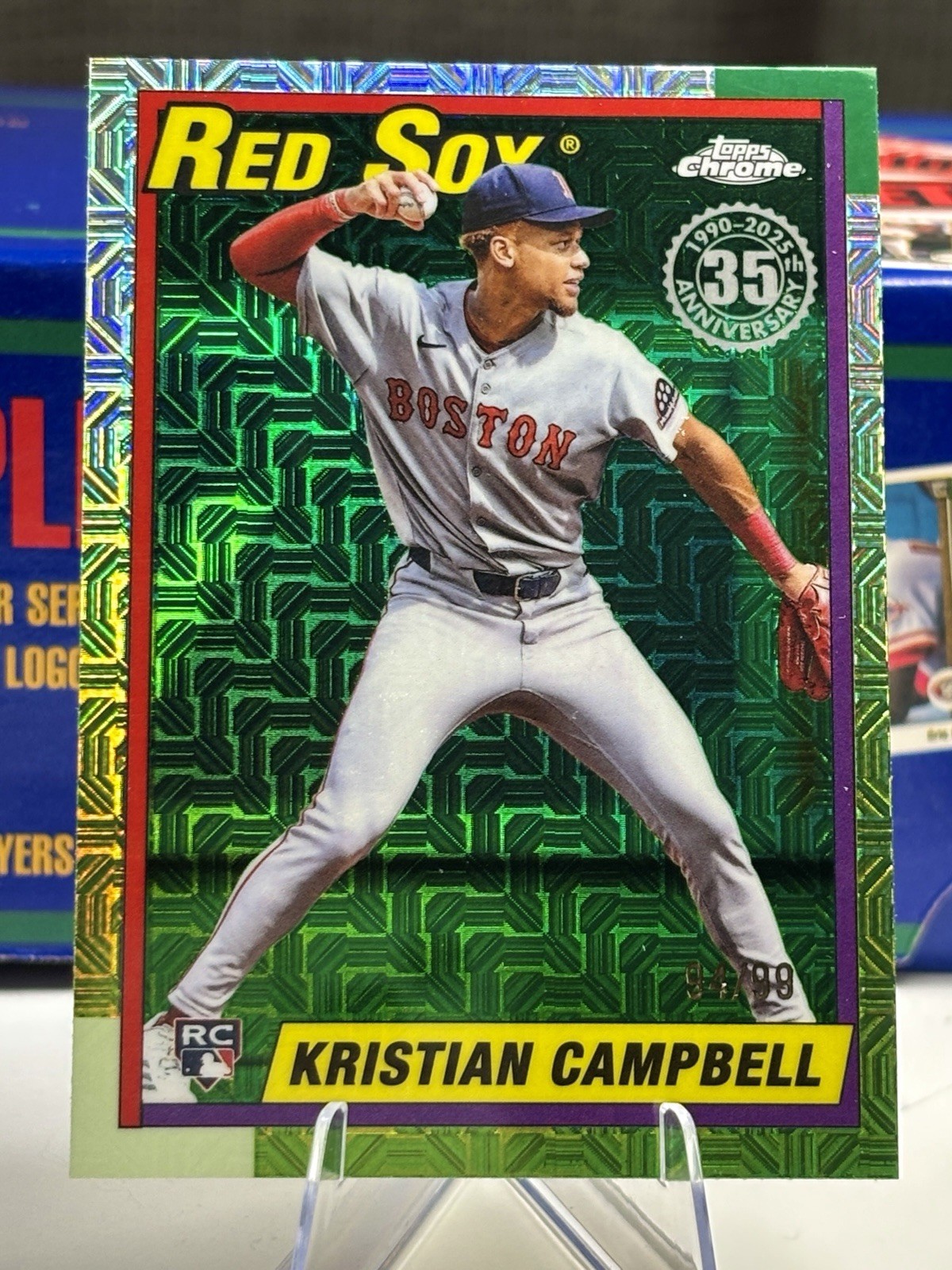 2025 Topps Update 1990 Chrome Silver Pack Kristian Campbell (RC) Green Mojo /99
