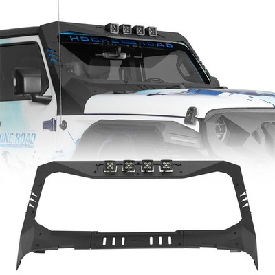 Armor Style Windshield Cowl Visor w/LED Lights Fit 2018-2026 Jeep Wrangler JL JT