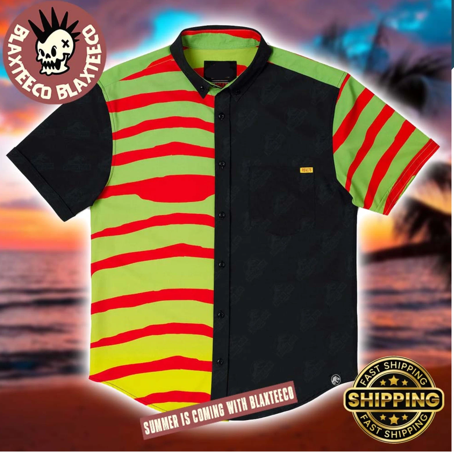Jurassic Park Tour Begins Here Button Short Sleeve Hawaiian Shirt