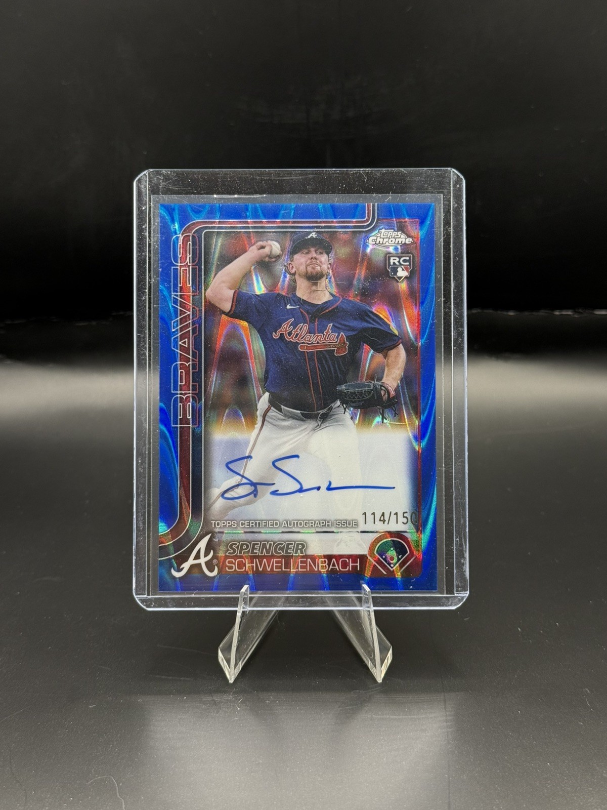 SPENCER SCHWELLENBACH 2025 TOPPS CHROME ROOKIE TRUE BLUE RC AUTO /150 Q1940