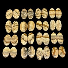 32 Pcs-16 Pairs Natural Picture Jasper 22-29mm Cabochon Gemstones for Earrings