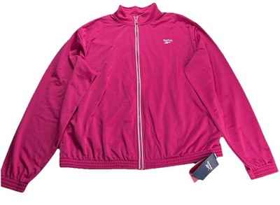 Reebok Identity Women's 1X Full Zip Jacket Tricot Track Jacket Pink Speedwick