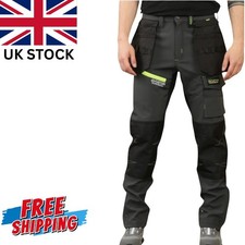 Men's Work Trousers Waterproof Cargo Pants Slim Fit Knee Pad Pocket UK