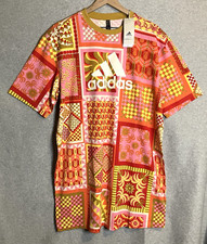 Adidas x Farm Rio Womens Sz M Crewneck Short Sleeve Slim Dress Bright Colorful