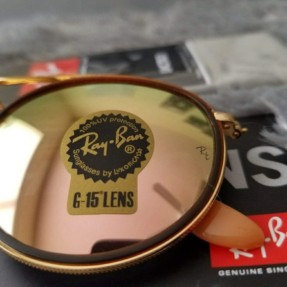 Ray-Ban Round Double Bridge RB3647N Rose Gold Flash Lens  Sunglasses w/case Ray-Ban RB3647N Round Double Bridge Sunglasses main image 4
