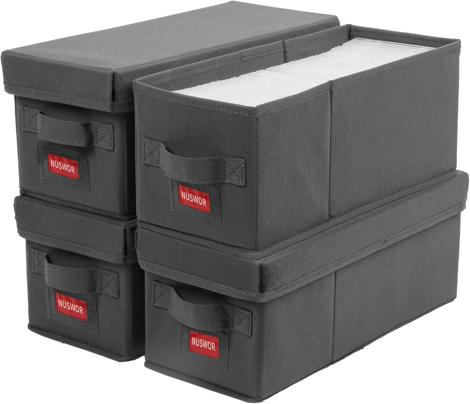 Premium CD Storage Box Stackable CD Organizer Box with Lid Holds 4 Packs