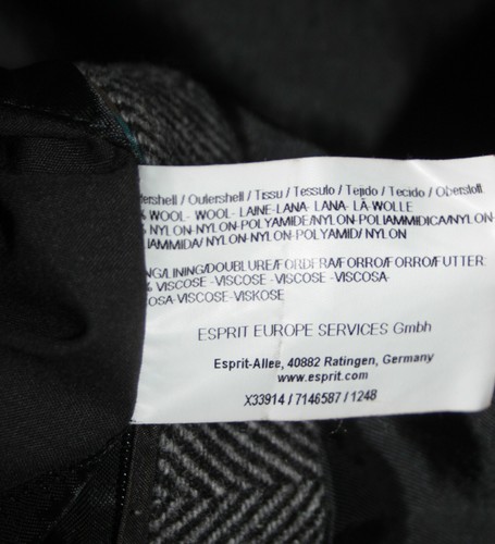 Abrigo de lana espina de arenque para hombre Esprit talla UK 42R - Imagen 5 de 5
