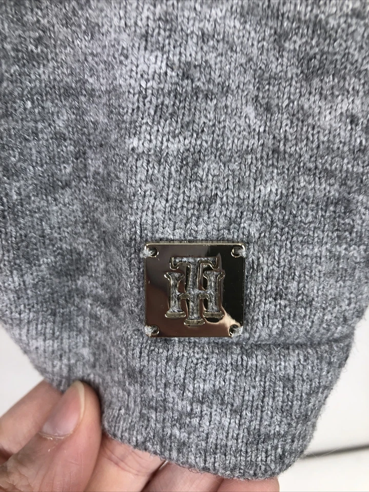 Acogedor suéter Tommy Hilfiger para mujer S gris blanco a cuadros cuello alto Foto 4 de 4