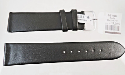 Uhren Lederband EULIT Länge 20cm Farbe Schwarz Damen Herren ULB004