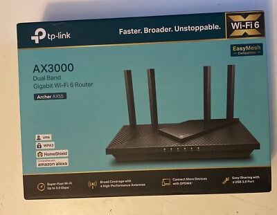 TP-Link AX3000 Dual-Band Gigabit Wi-Fi 6 Router - Archer AX55 New