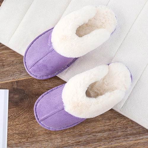 Winter Slippers Womens Ladies Faux Fur Lined Slip On Comfy Warm Mules Shoes Size - Picture 14 of 40
