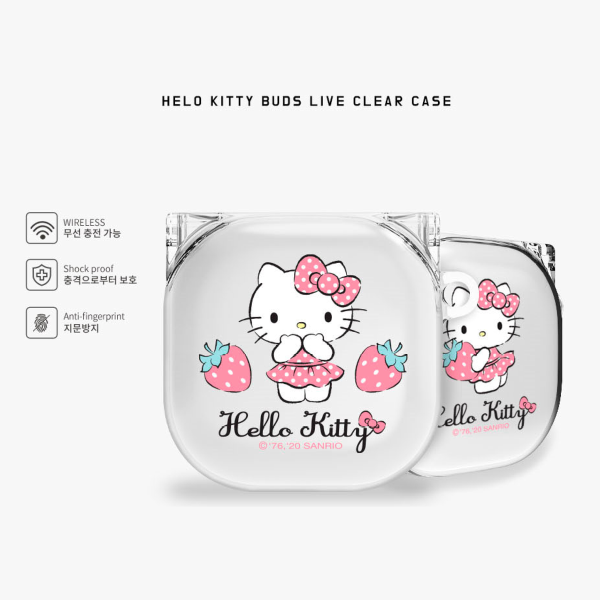 Galaxy Buds2 Hello Kittyデザインケースのセット Samsung Galaxy Buds2/Pro/Live sanrio HELLO KITTY Clear Keyring