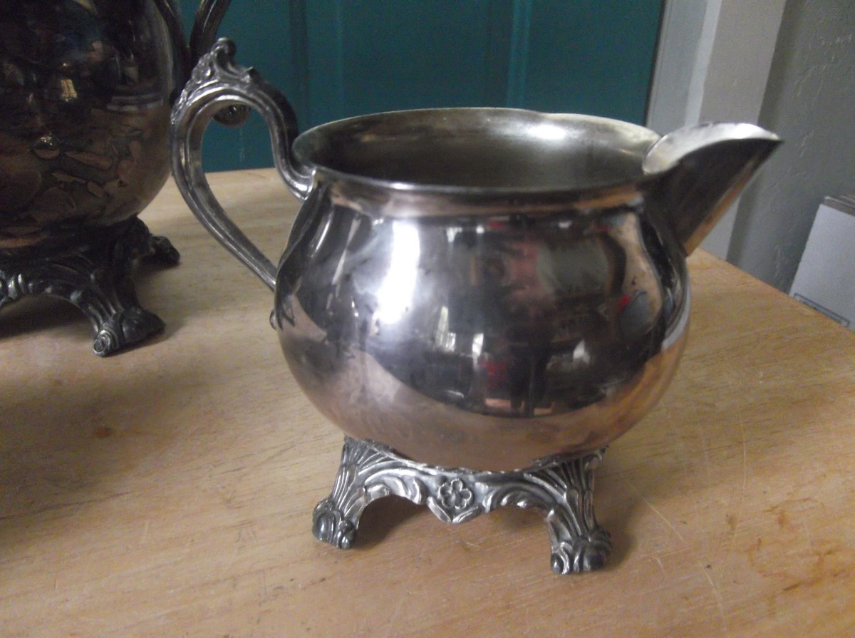 F.B. Rogers Silver Plate Silver Co. Coffee Pot, Creamer, Sugar 